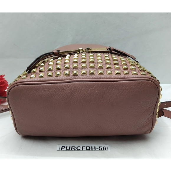 Michael Kors Rhea Pink Pebbled Leather Studded Top Handle Zipper Backpack main image 16